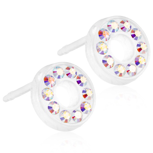 Medical Plastic 8mm Brilliance Puck Hollow Earrings