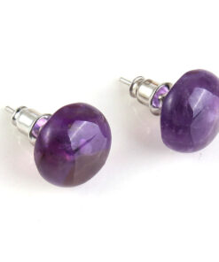 Kivist ümarad täpp-kõrvarõngad - 10 mm, ametüst