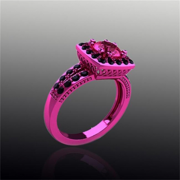 Designer Classic 14K Black Gold Three Stone Princess Black Diamond Pink  Sapphire Engagement Ring Wedding Band Set R500S-14KBGPSBD |  ClassicEngagementRing.com