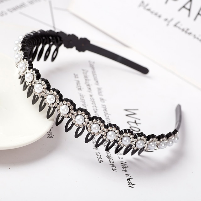 Crystals and Pearls black Headband – Minervashop.eu