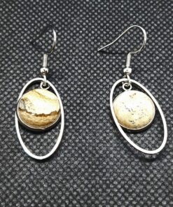 Natural picture jasper oval drop earrings