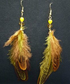 Feathers and crystals earrings