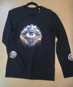 Black long sleeve blouse with protective mesh, size M