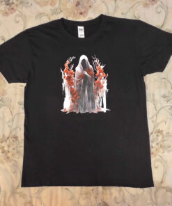 Black gothic style cotton T-shirt