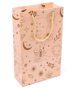 Roosa nöör sangadega müstiliste sümbolitega kinkekott 33x20x8,5cm
