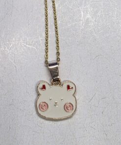 White bear head golden pendant necklace