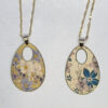 Golden oval flowers pendant necklace