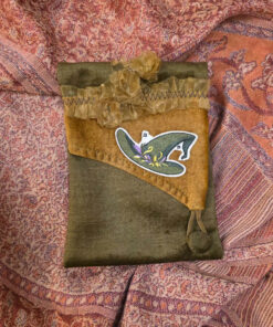 Olive green velvet Witches hat pouch