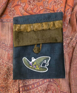 Forest green velvet Witches hat pouch