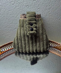 Green striped velvet pouch
