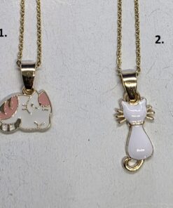White cat golden pendant necklace