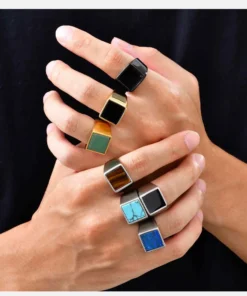 Lapis lazuli stainless steel ring size 21