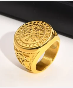 Golden vegvisir Thor hammer ring size 21