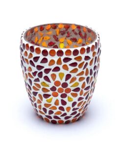 Mosaic tea light holder red/yellow<br>