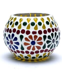 Mosaic tea light holder flowers<br>