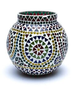 Mosaic tea light holder multicolour<br>