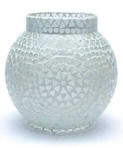 Mosaic tea light holder white<br>