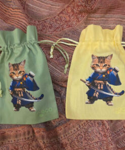 Ninja cat cotton pouch 12 x 17 cm