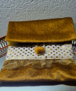 Mustard yellow velvet Dotted pouch