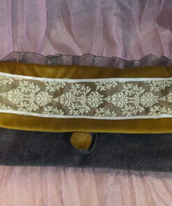 Grey/mustard yellow velvet pouch