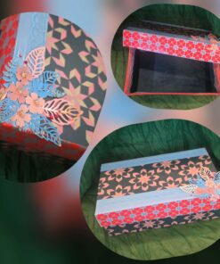 Hele sinine /punane lilledega kinkekarp