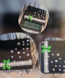 Black green bow snowflakes gift box