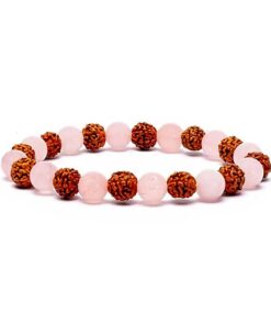 Rudraksha/rose quartz bracelet elastic<br>