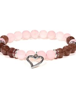Bracelet rose quartz/strawberry quartz with heart<br>