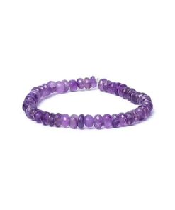Oval faceted stone beads elastic bracelet