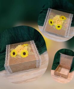 Beige lace pattern yellow flowers gift box