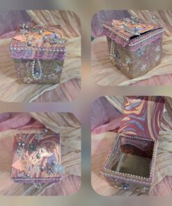 Pink flowers and snowflakes gift box