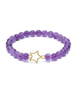 Bracelet amethyst elastic with star charm<br>