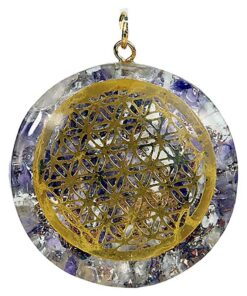 Orgonite pendant Flower of life amethyst/rock crystal<br>