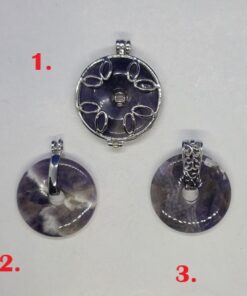 Ametüst ketas ripats metall aasaga