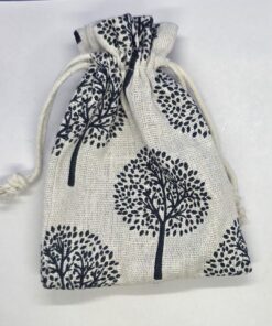 Black tree linen pouch 10x14 cm