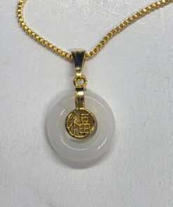Valge rõngaga hieroglüüfiga kuldne kaelaripats ketiga