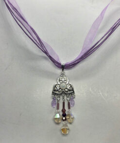 Purple organza cord Lily ornament pendant necklace