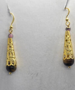 Tiger eye cone shape earripngs