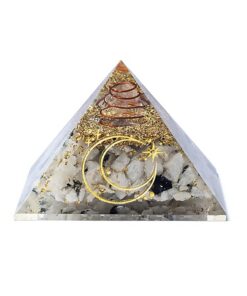 Orgonite pyramid moonstone with moon symbol<br>