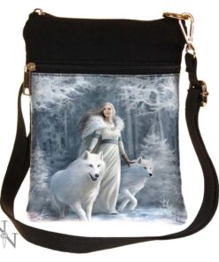 Small Gothic Winter Guardians Fantasy Wolf Shoulder Bag by Anne Stokes<br>