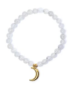 Bracelet moonstone elastic with moon charm<br>