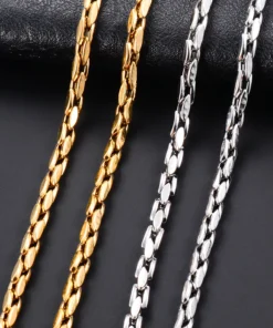 Läätse lüliga hõbedane roostevaba teras kaelakett 4,2mm x 66cm