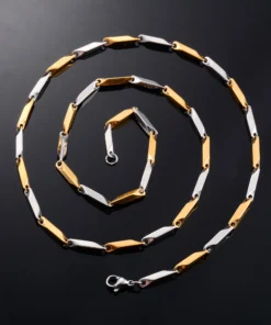 Hõbe/kuld pikliku lüliga roostevaba teras kaelakett 3mm x 56cm