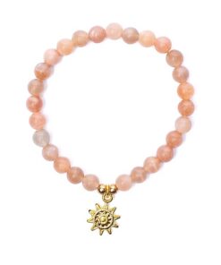 Bracelet sunstone elastic with sun charm<br>
