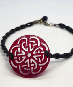 Punane Akrüül Keldi sõlmega nahknööriga käevõru