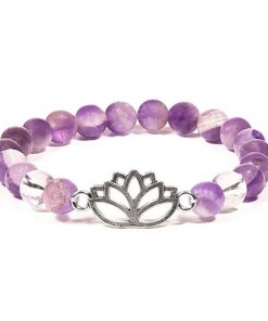 Mäekristall Chevron Ametüst lootos kummiga käevõru