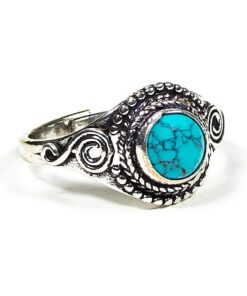 Türkiisiga hõbedane sõrmus