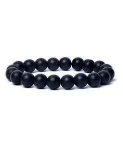 Bracelet black onyx mat finish AA quality elastic<br>