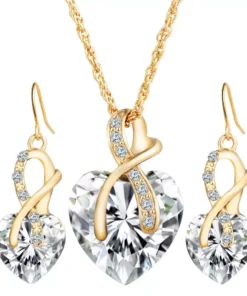 Large Heart golden jewellery set