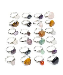 Naturaalse kiviga punutud traadiga sõrmus